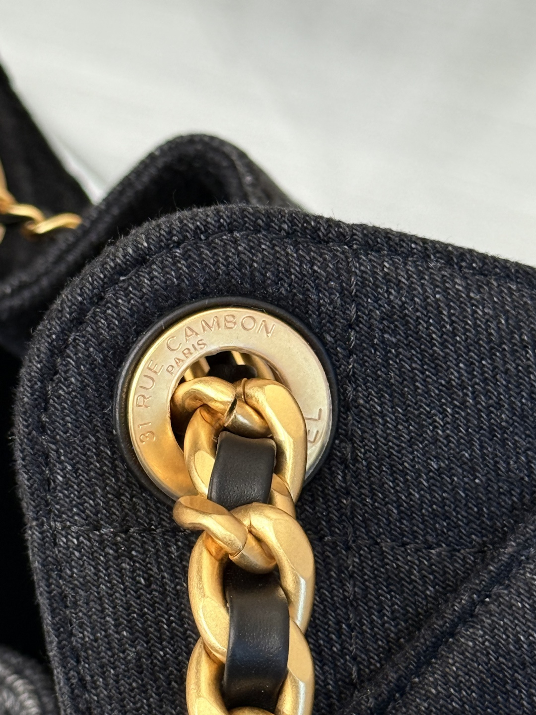 25 Small Hobo Bag (AS5293) in Black Washed Denim & Antique Gold-Tone Hardware - Mocuir