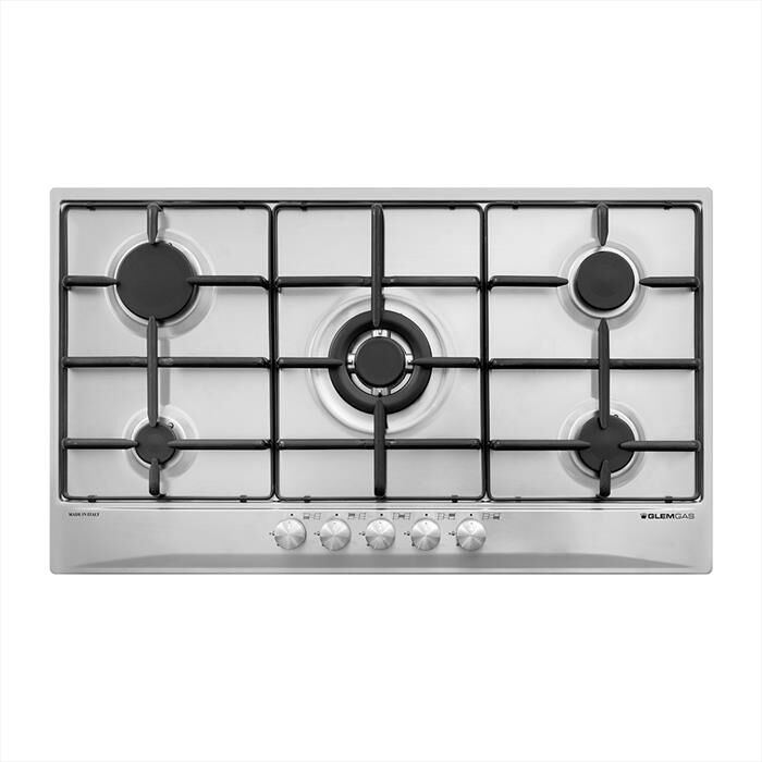GLEM GAS - Piano cottura a gas GT955IX 5 fuochi 86cm-Acciaio Satinato