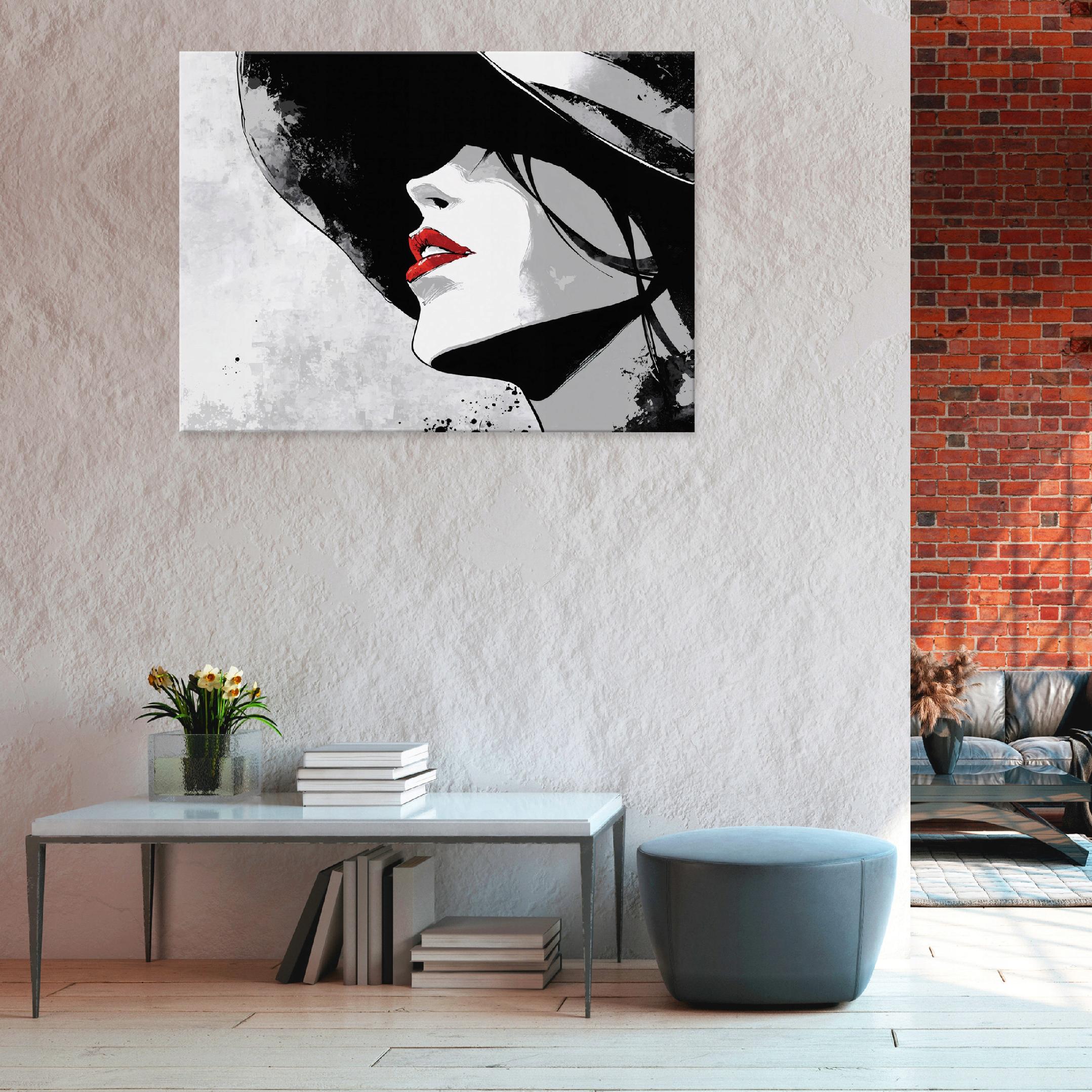 Abstract painting of a gray woman on canvas (40x30), suitable for the bedroom, living room, or kitchen