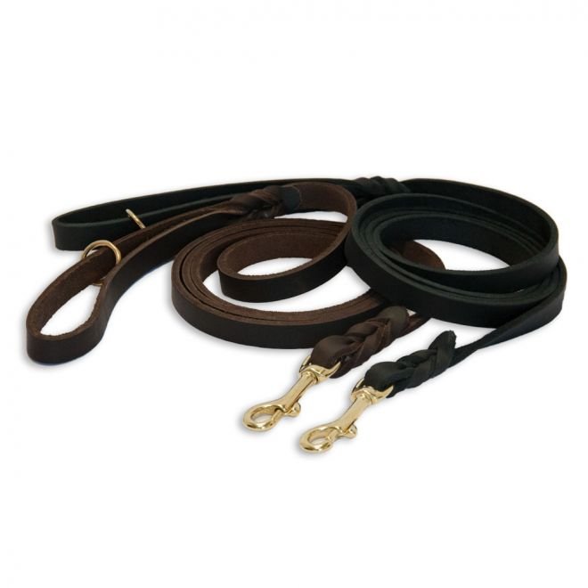 Feel Leather Braid kobbel i fettlær med messinglås brun