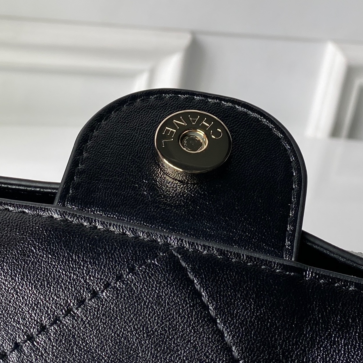 26P Hobo Bag in Black Shiny Lambskin with Light Gold-Tone Hardware - Mocuir