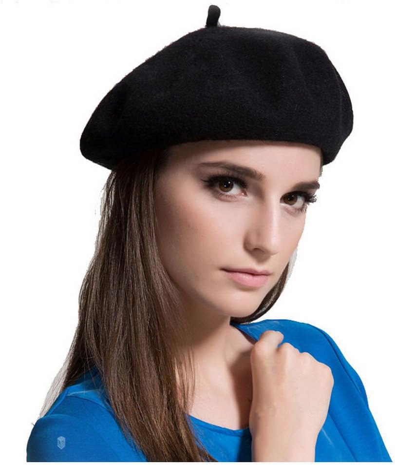 Wool Black French Beret Hat