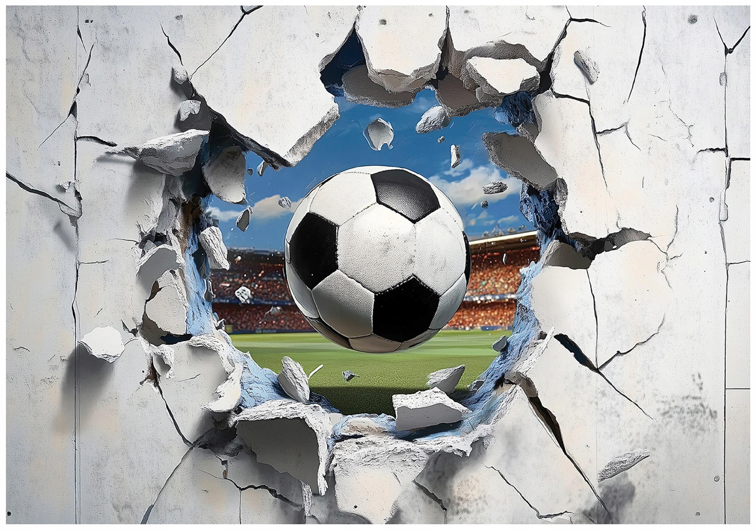 Wall mural for boys, soccer ball, 3D soccer field, non-woven wallpaper,