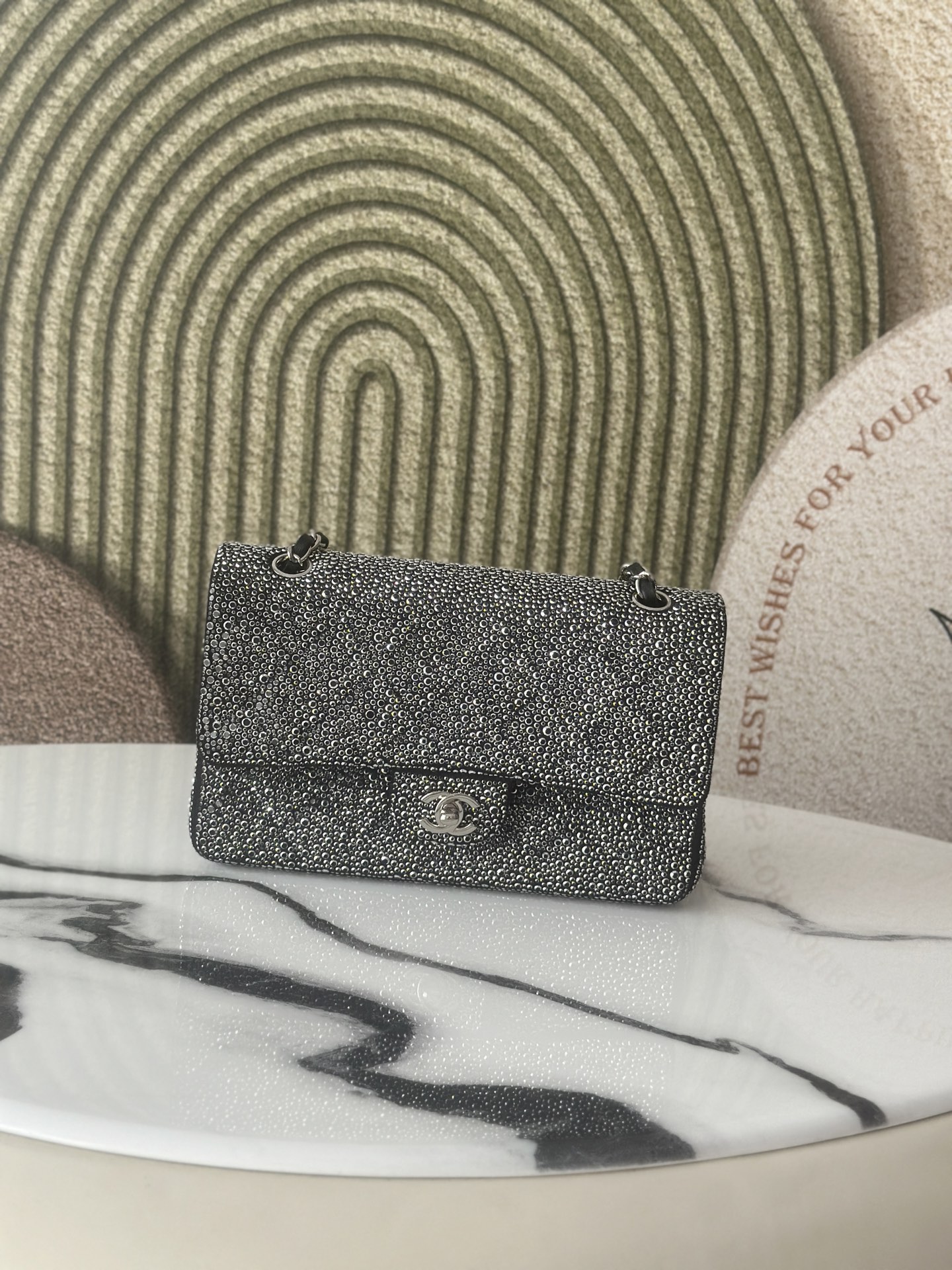 26C Cruise Collection Crystal Embellished Mini Classic Flap Bag - Mocuir