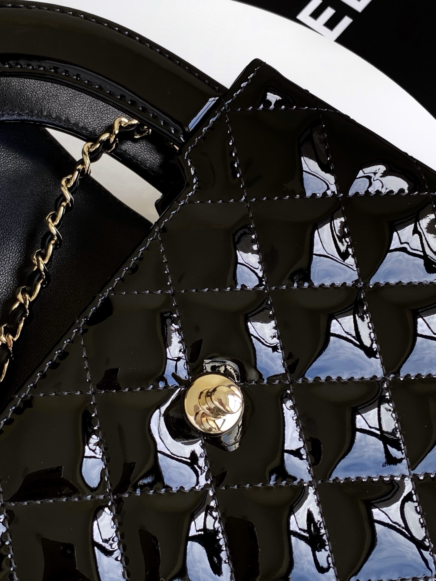 26C Mini Top Handle Flap Bag (Kelly Bag) in Black Quilted Patent Calfskin with Light Gold-Tone Hardware - Mocuir