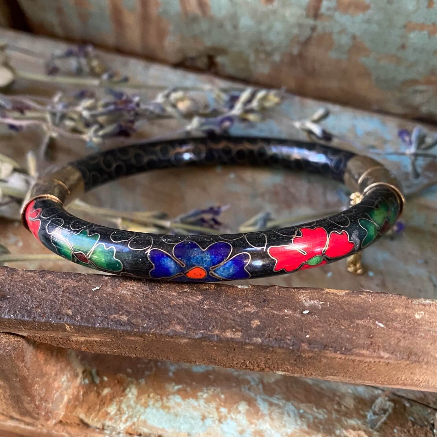 Vintage Chinese Export Cloisonné Enamel Bangle Bracelet