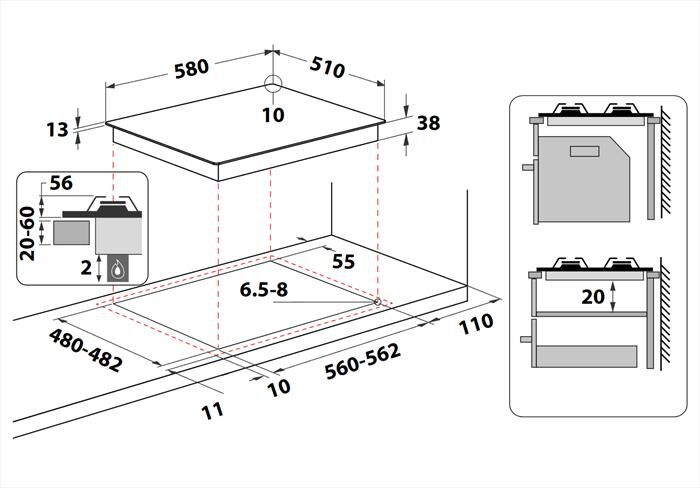 INDESIT - Piano cottura gas THP 642 W/IX/I 1 60CM