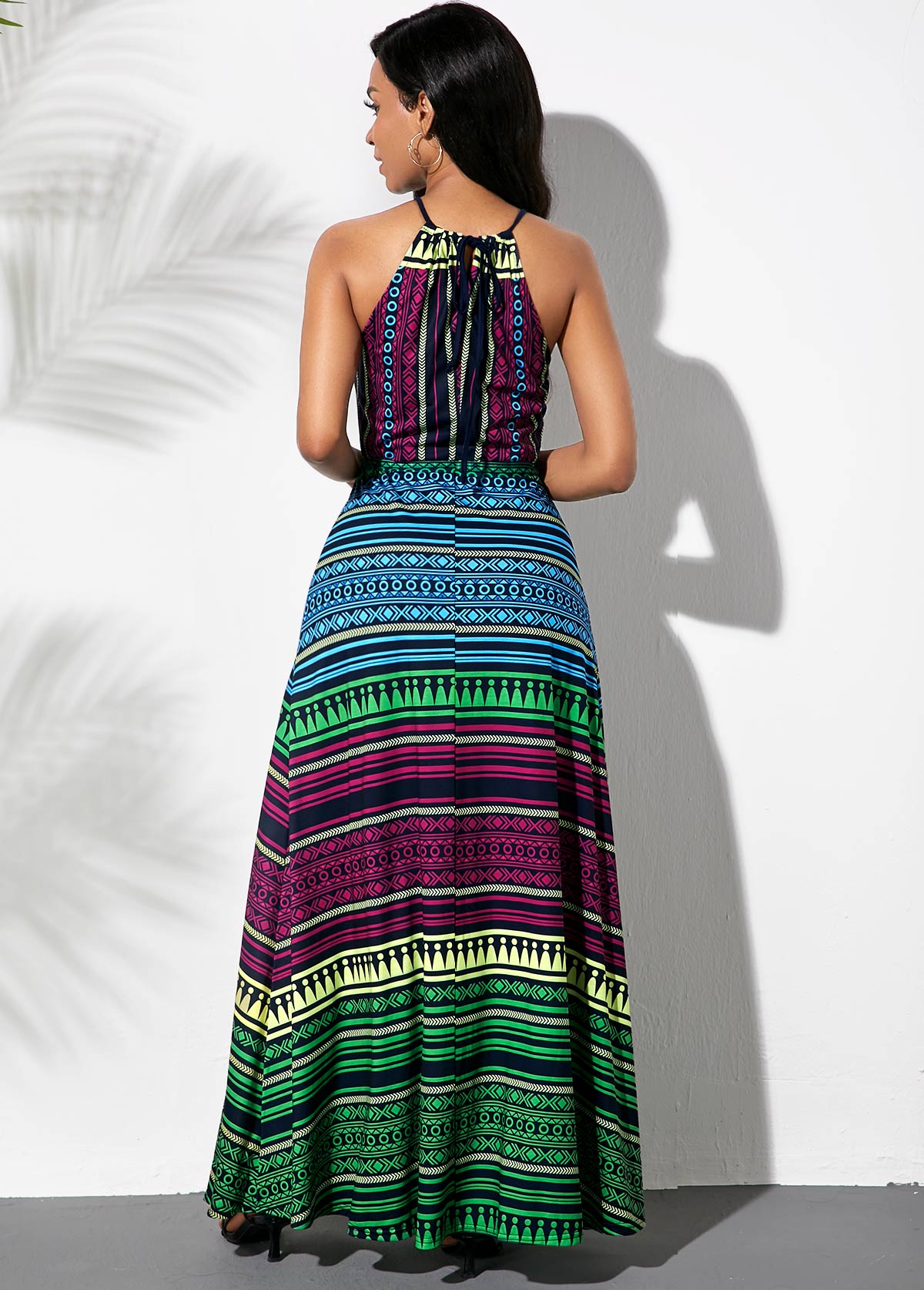 Striped Multicolor Bowknot Sash Dress