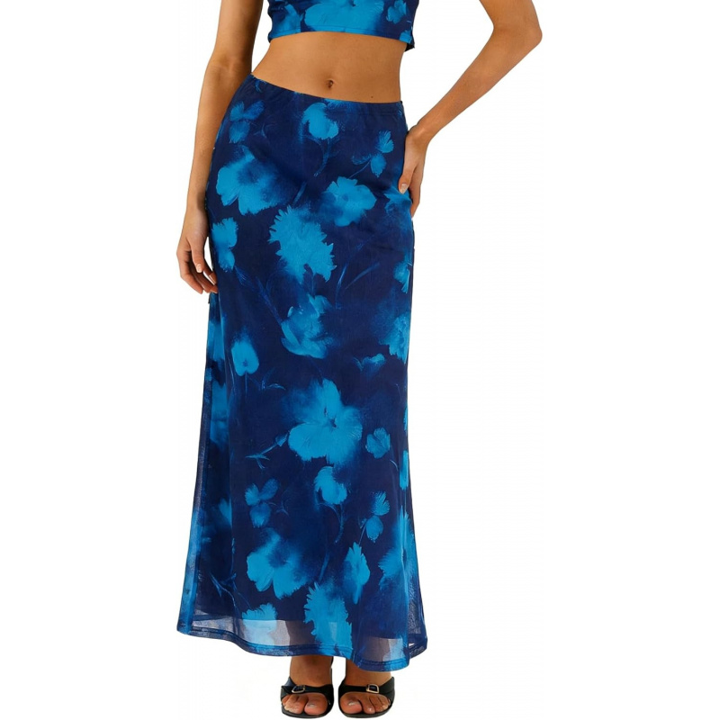 Women's Long Mesh Skirts Elastic