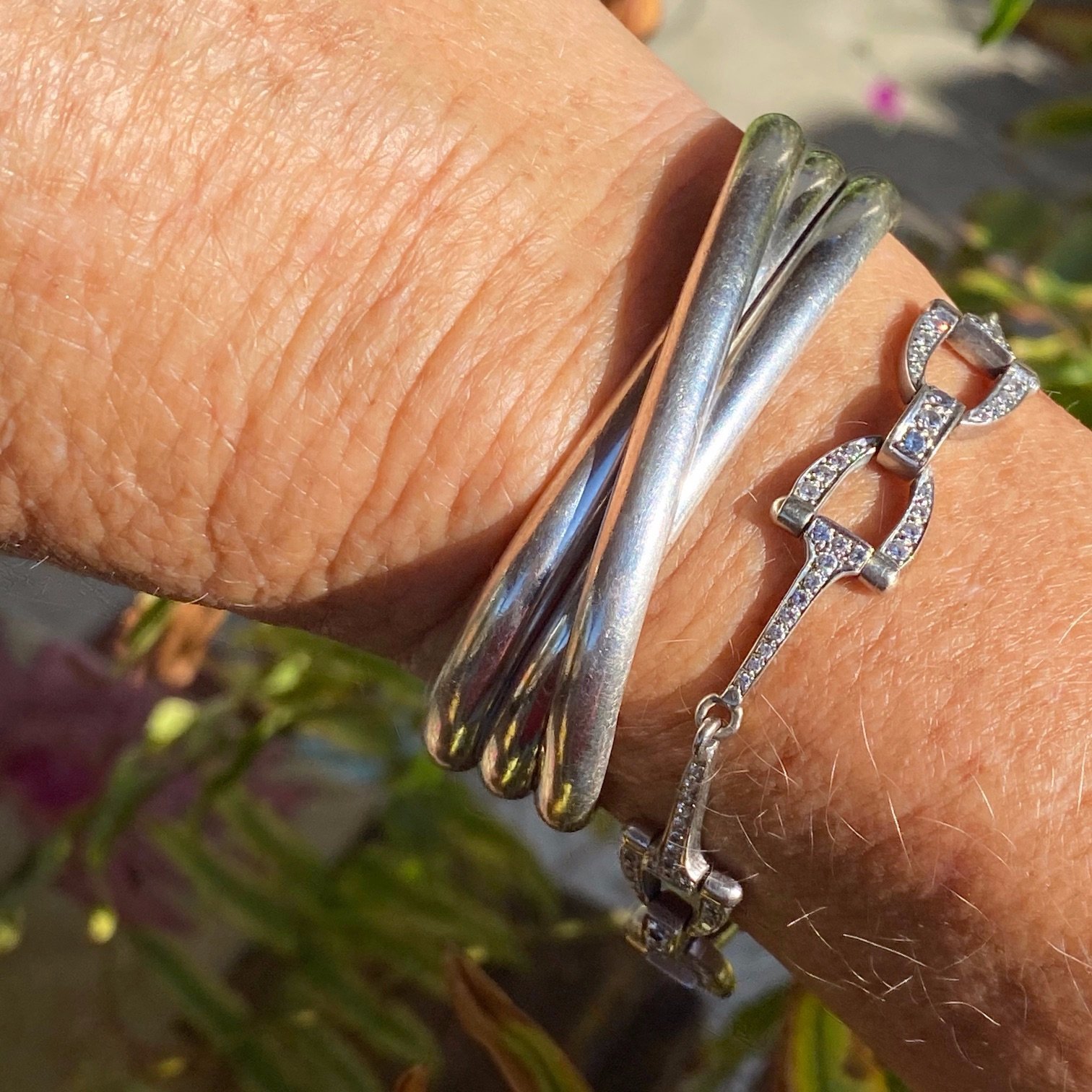Vintage Sterling Silver Triple Cuff Bracelet