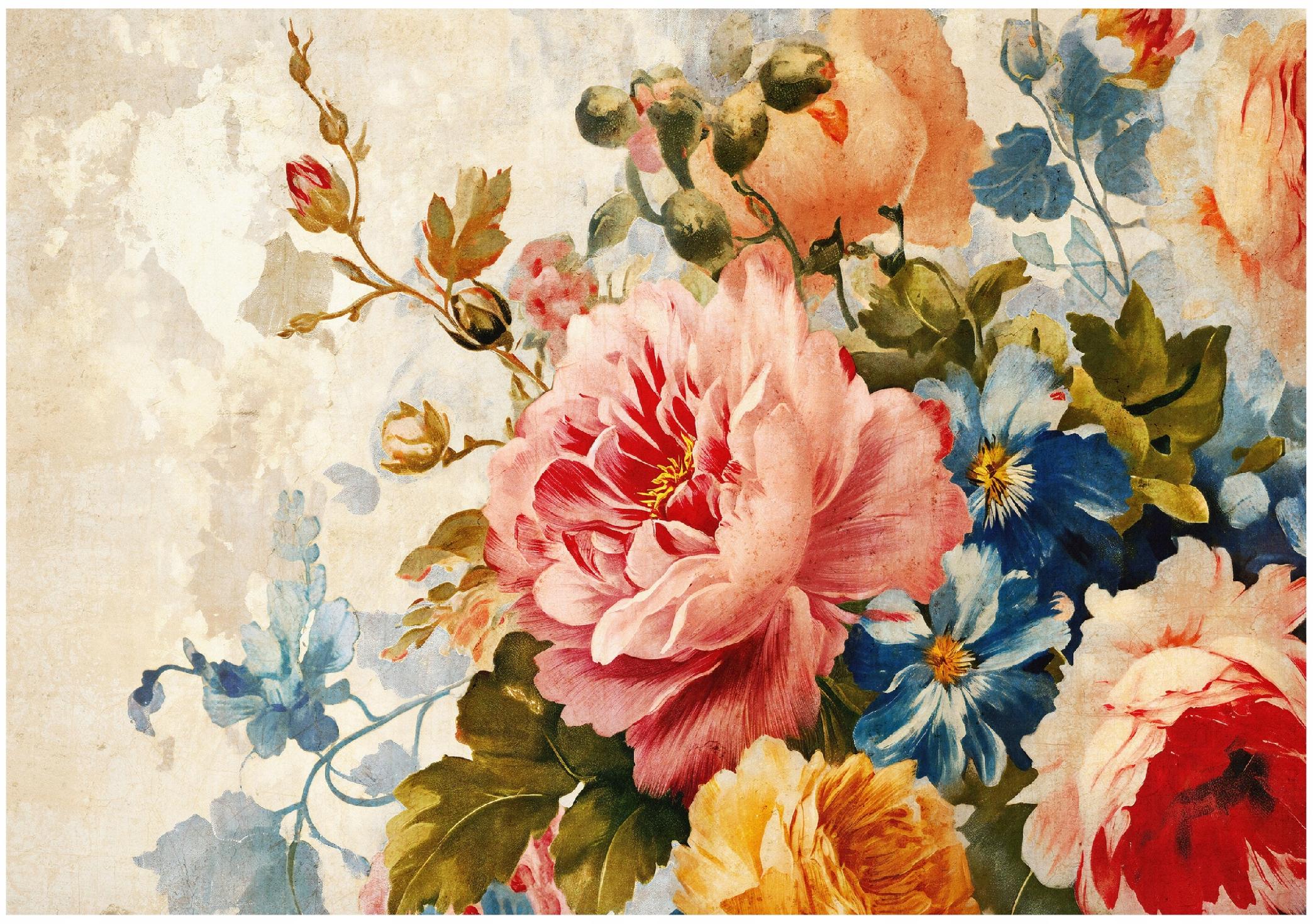 Wall mural flowers on concrete large roses for bedroom living room wallpaper