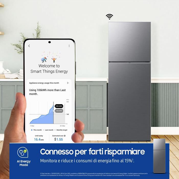 SAMSUNG - Frigorifero 2 porte RT31CG5624S9ES Classe E 297 lt-Metal Inox