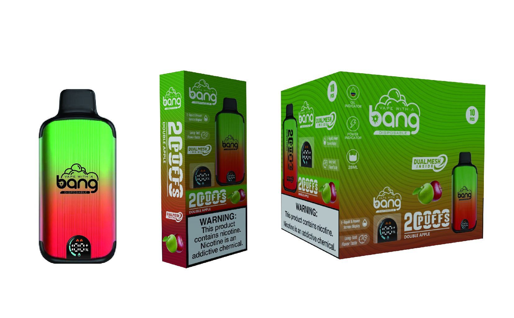 （3 pieces）Bang 20000 Puffs New Product LED Display Disposable Vape