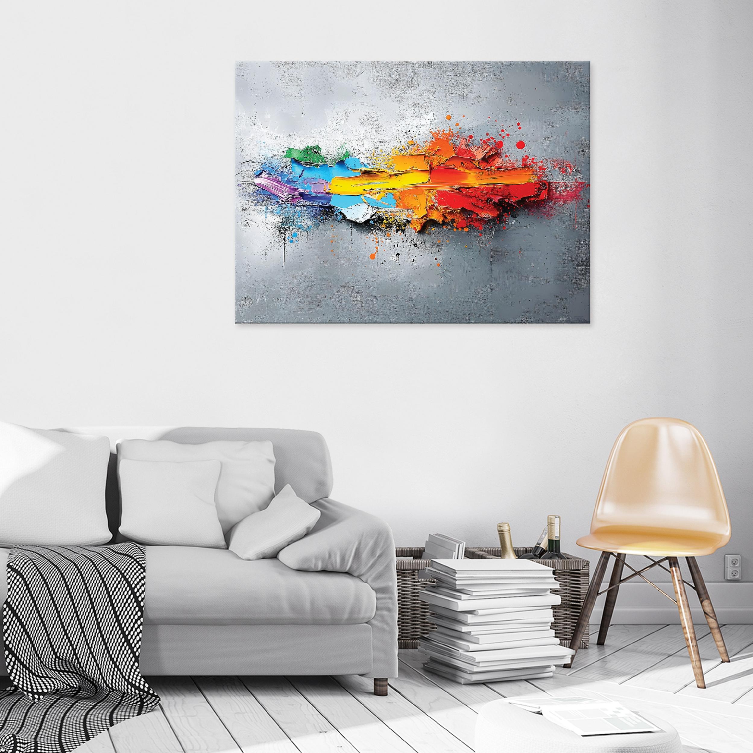 Abstract gray colorful painting for bedroom, living room, kitchen on canvas 40x30