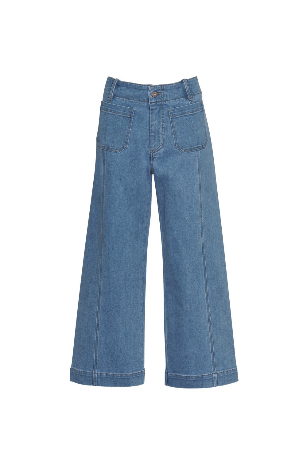 Copper-Detail Cropped Wide Leg Jean‌