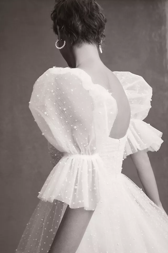 Watters Macaron Square-Neck Tulle Embellished Mini Dress IVORY