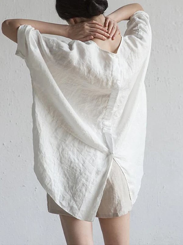 Cozy Crew Neck Half Sleeve Linen T-Shirt