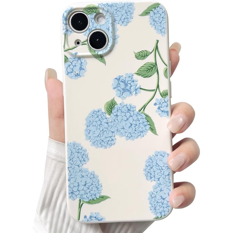iPhone 13 Case Cute Flower Floral Hydrangea-Blue