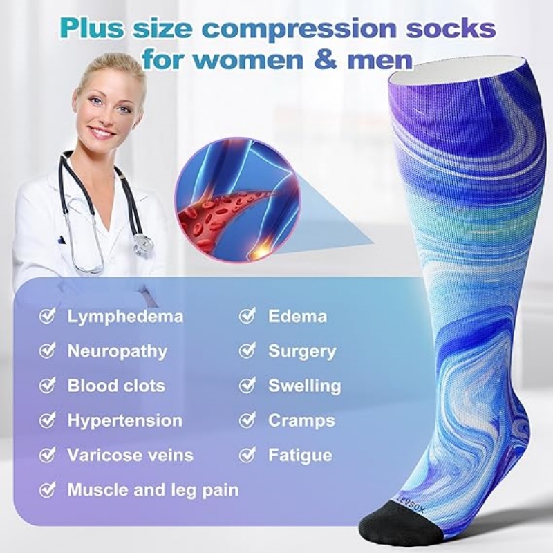 LUNULA Plus Size Compression Socks for Women Men
