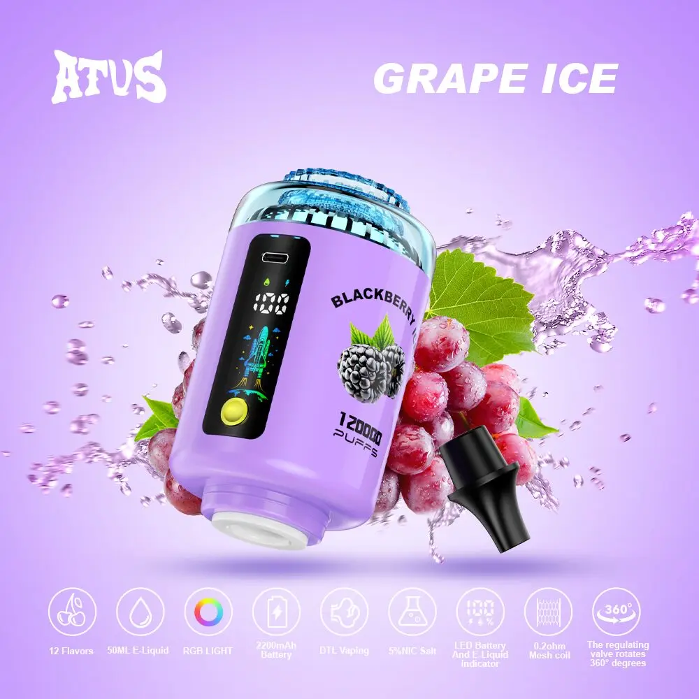 【New Arrive】ATVS 120000 120K Puffs Hookah Head LED Display DTL Disposable Vape