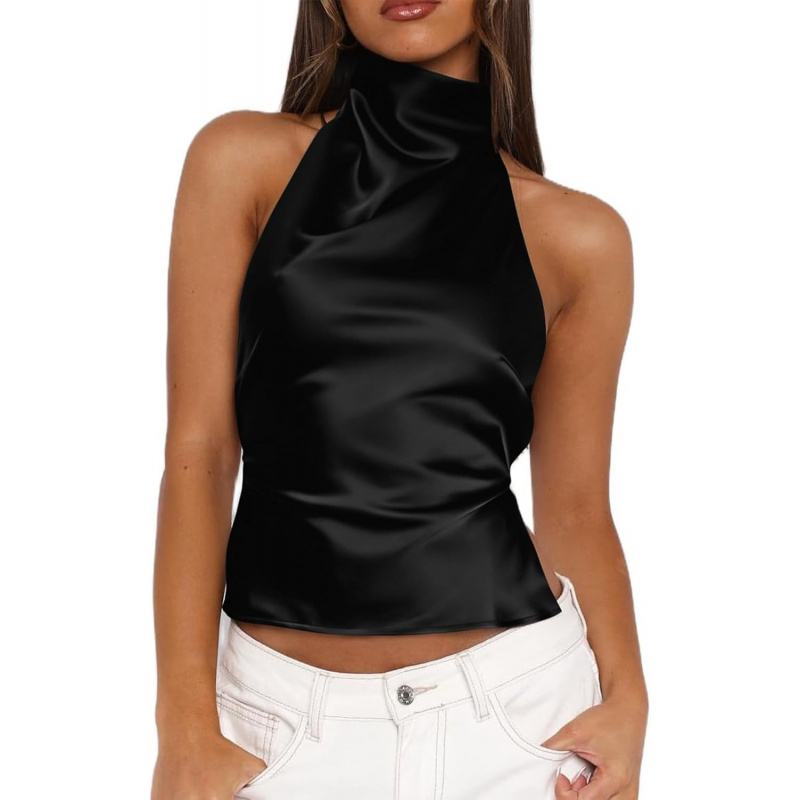 Women Satin Halter Tops