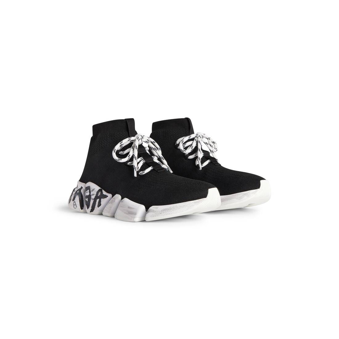 Mens Speed 2.0 Lace-up Graffiti Recycled Knit Sneaker in Black
