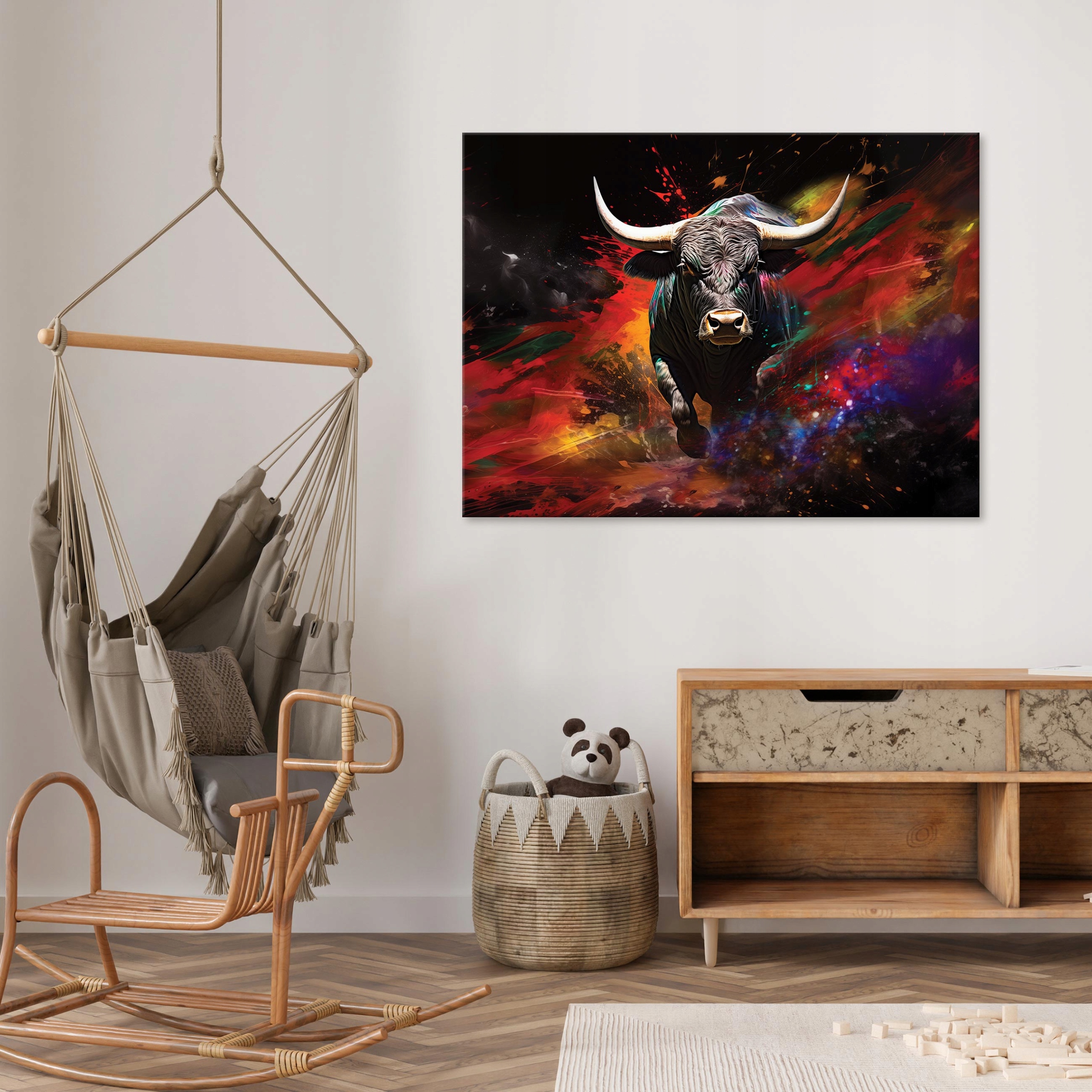 Abstract bull canvas wall art for the bedroom or living room, modern style, 40x30