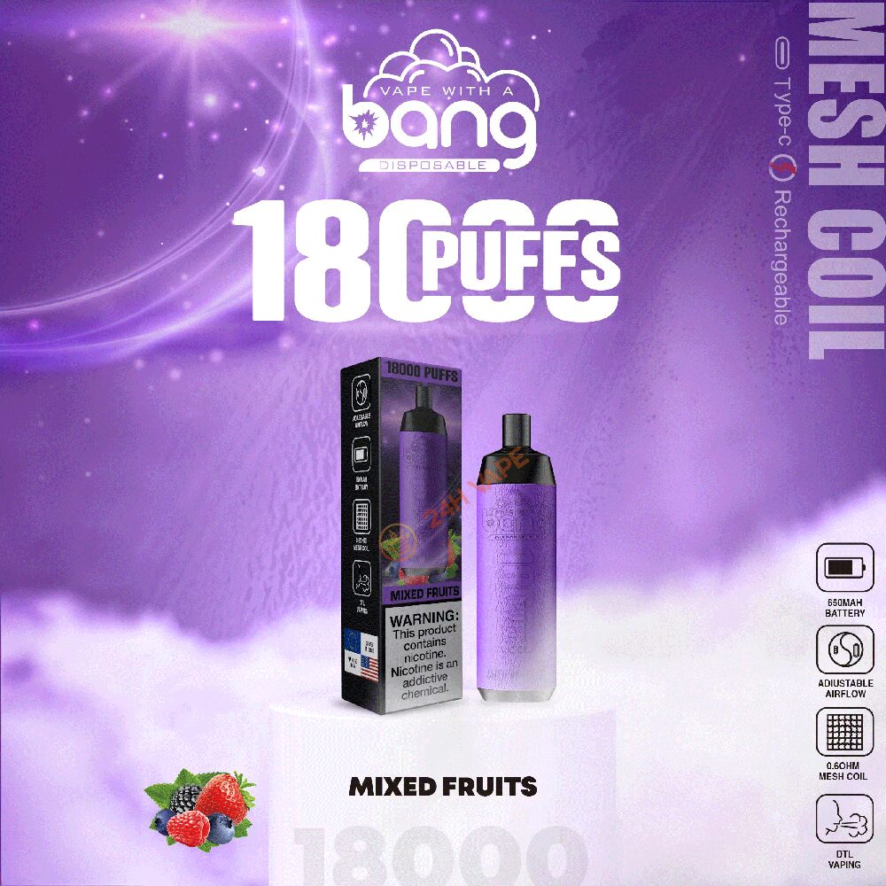 （3 pieces）Bang Crown Bar 18000 Puffs 0% 2% 3% 5% Nicotine Leather Disposable Vape Pen