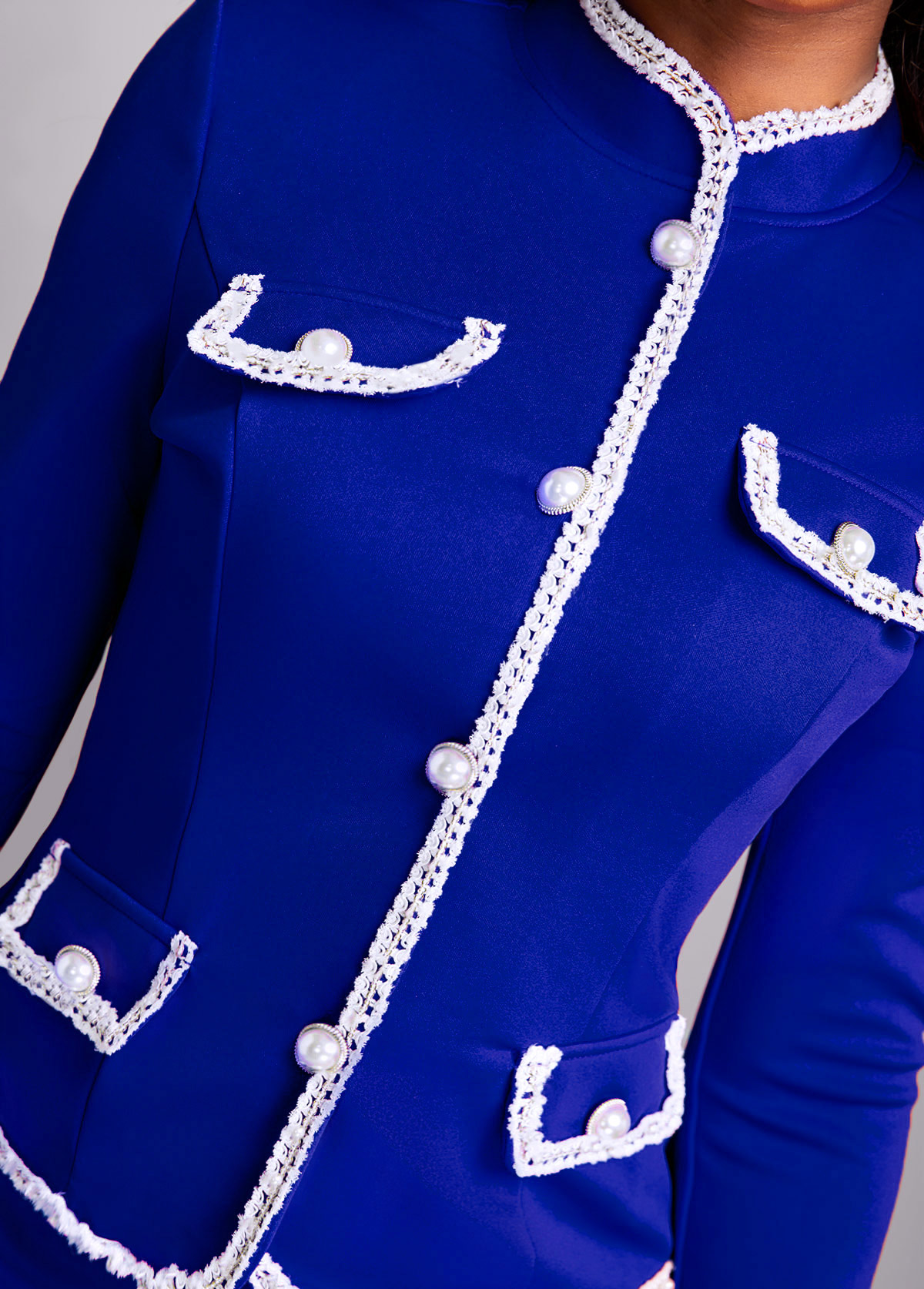 Stand Collar Contrast Binding Suit