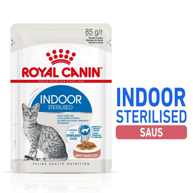 Royal Canin Indoor Sterilised Gravy Adult våtfôr til katt 12x85g