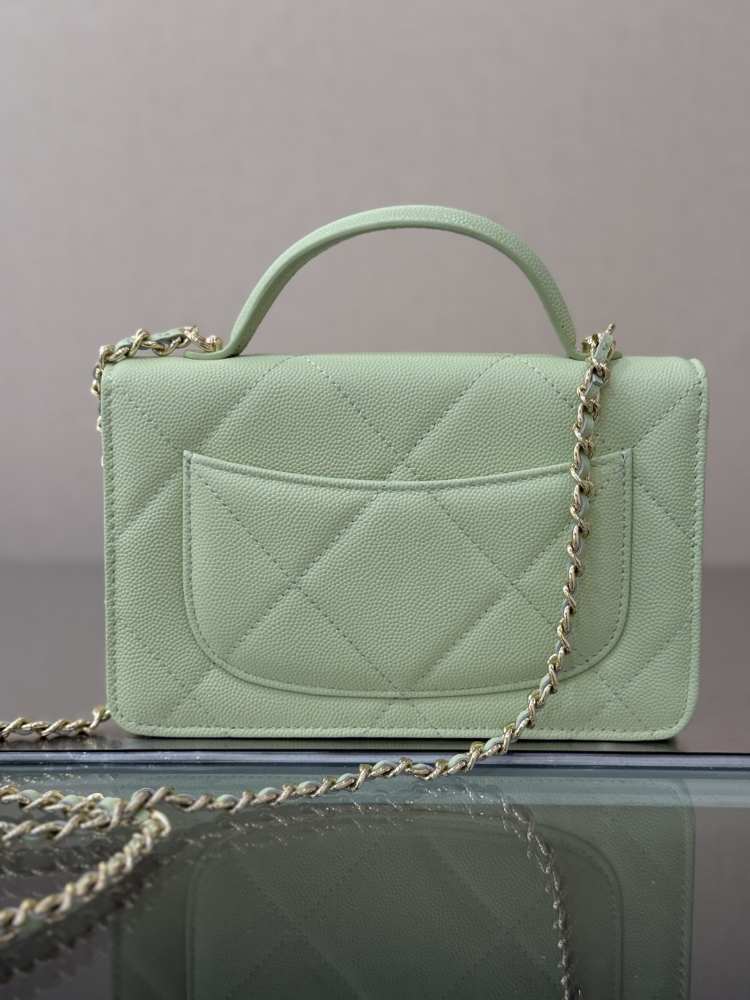 Classic Wallet On Chain with Top Handle（Light Teal） - Mocuir