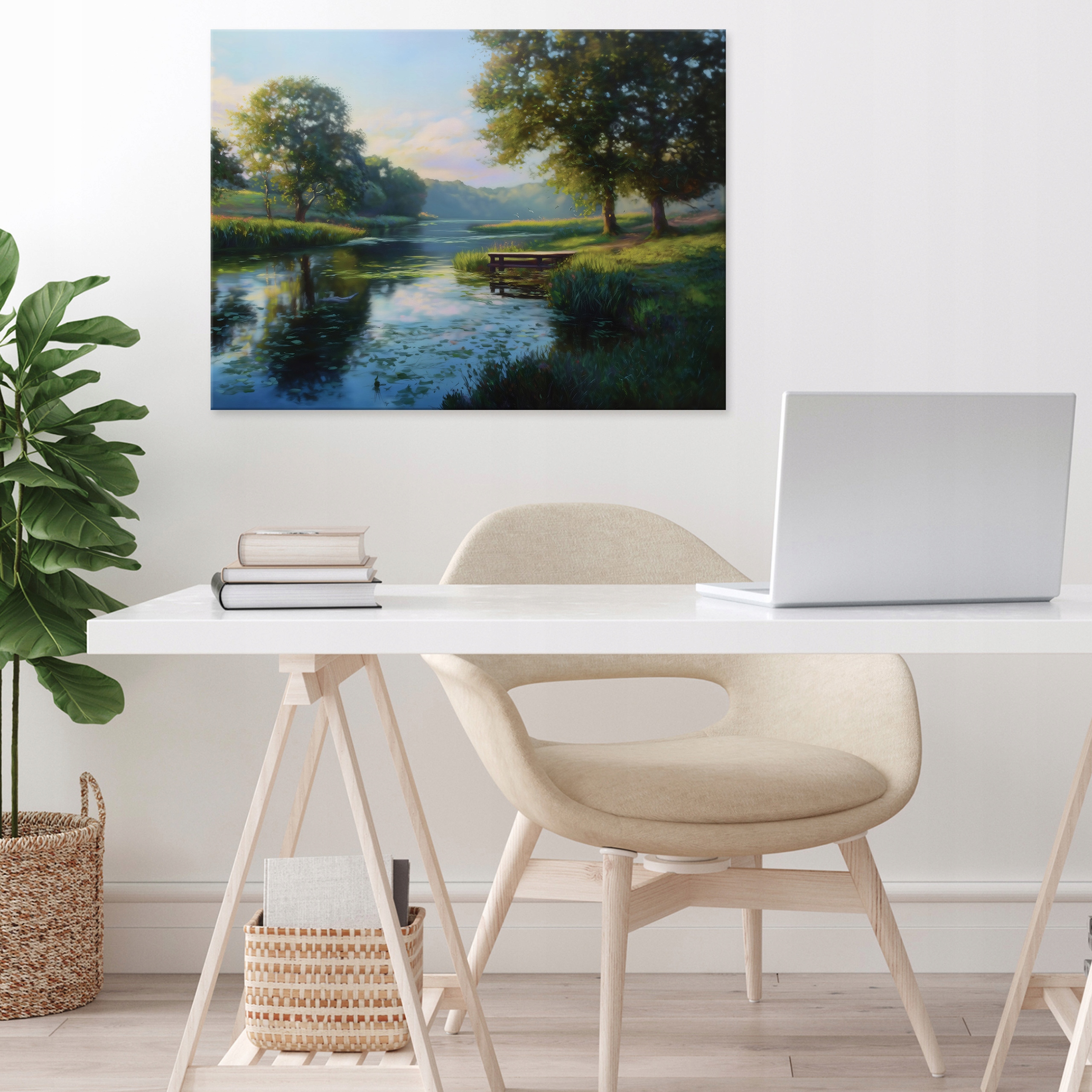 Painting of a forest, river, nature, trees for the bedroom, living room, kitchen on canvas, 40x30