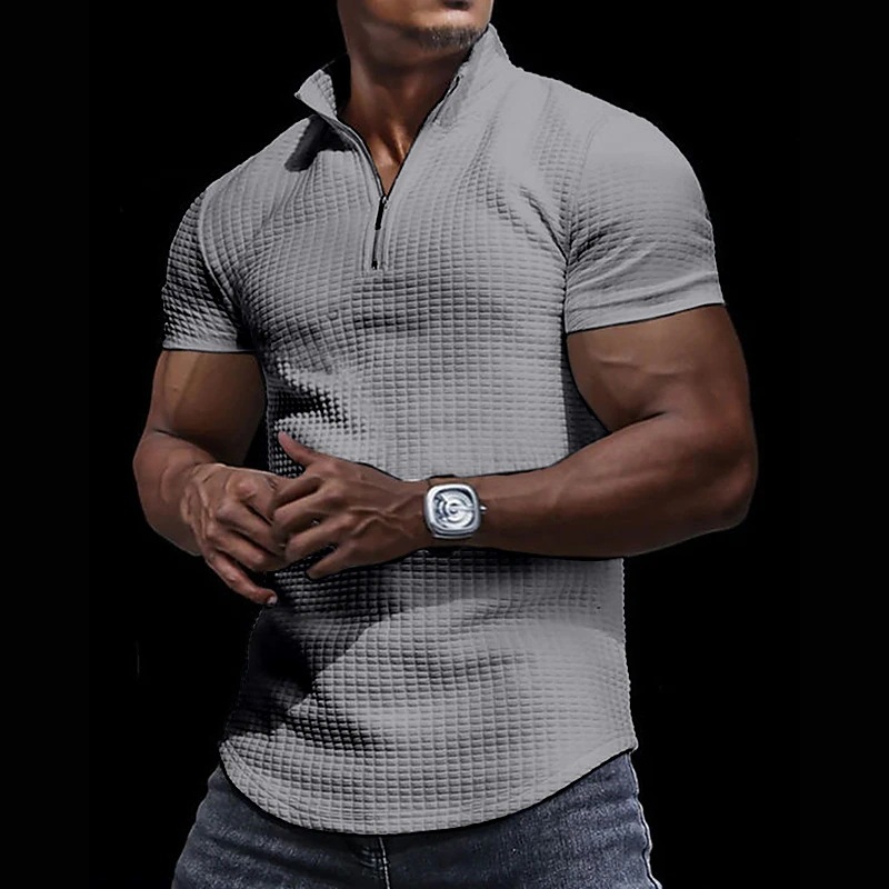 Men's Business Casual Zipper Stand Collar Polo T-shirts