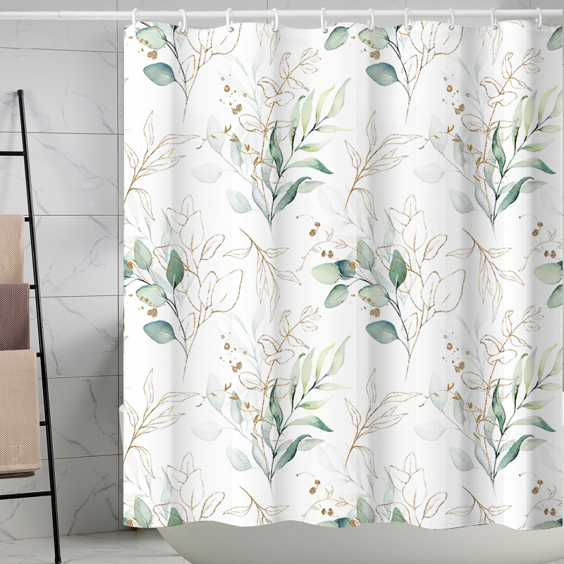 Digital printing watercolor ink flower simple geometric shower curtain waterproof and moisture-proof sanitary interval