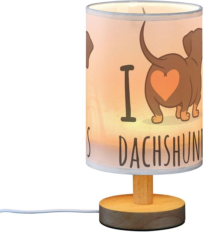 TWINKLETALE Table Lamp Cute Dachshund Dog I Love Dachshunds Heart Butt Nightstand Lamp