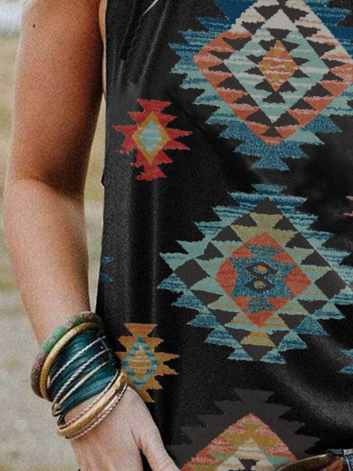 Women's Western Print Sleeveless Tank Top T-Shirt