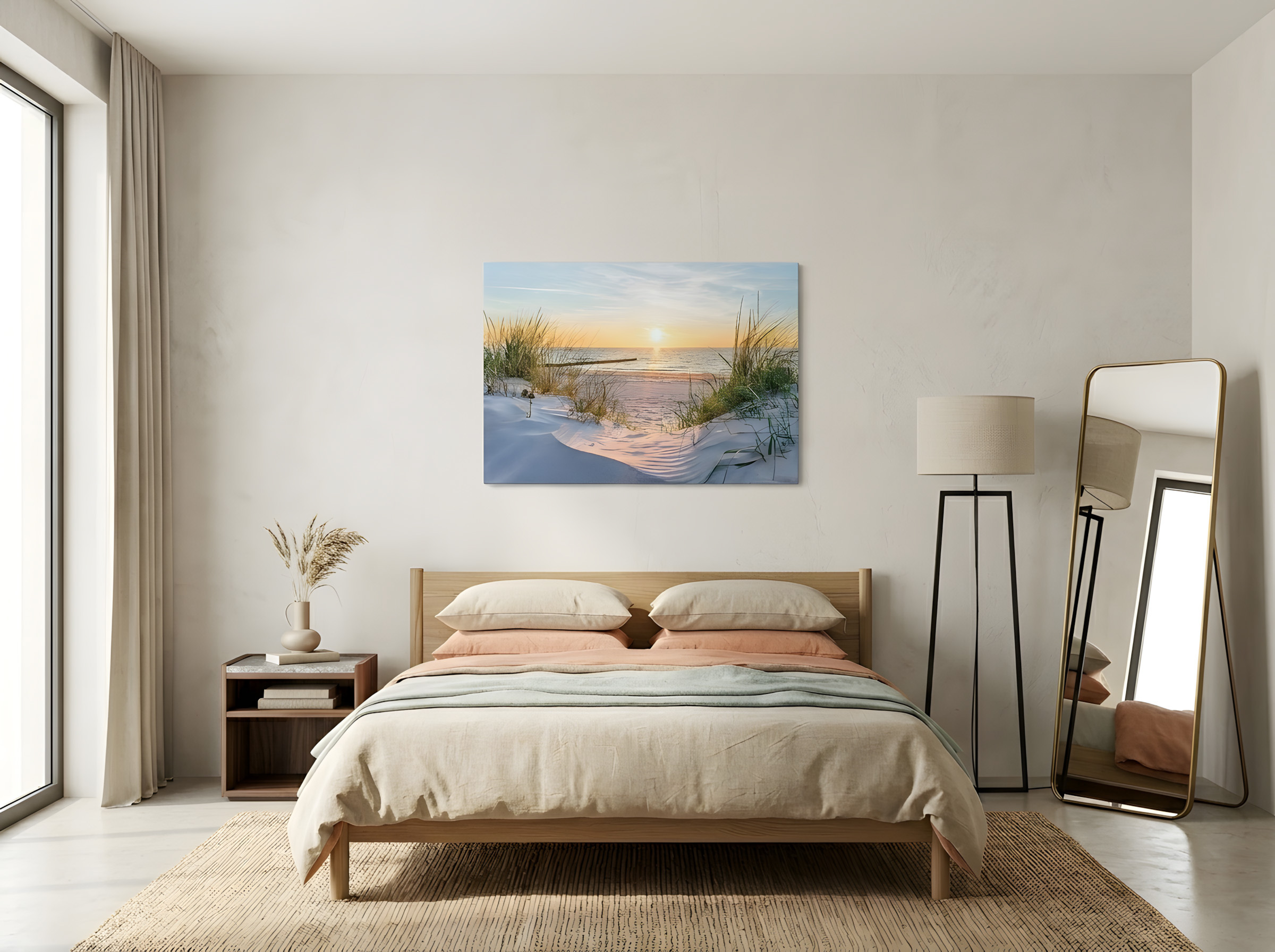 3D beach and sea painting on canvas for the living room, 60x40