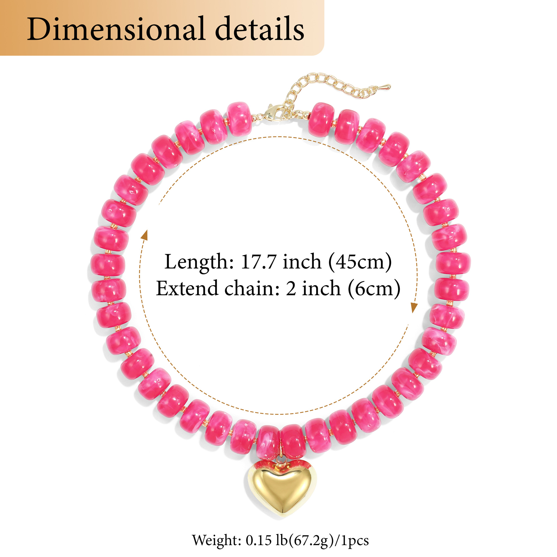 New colorful beaded love necklace fashion trend commuter everyday ladies Joker clavicle chain