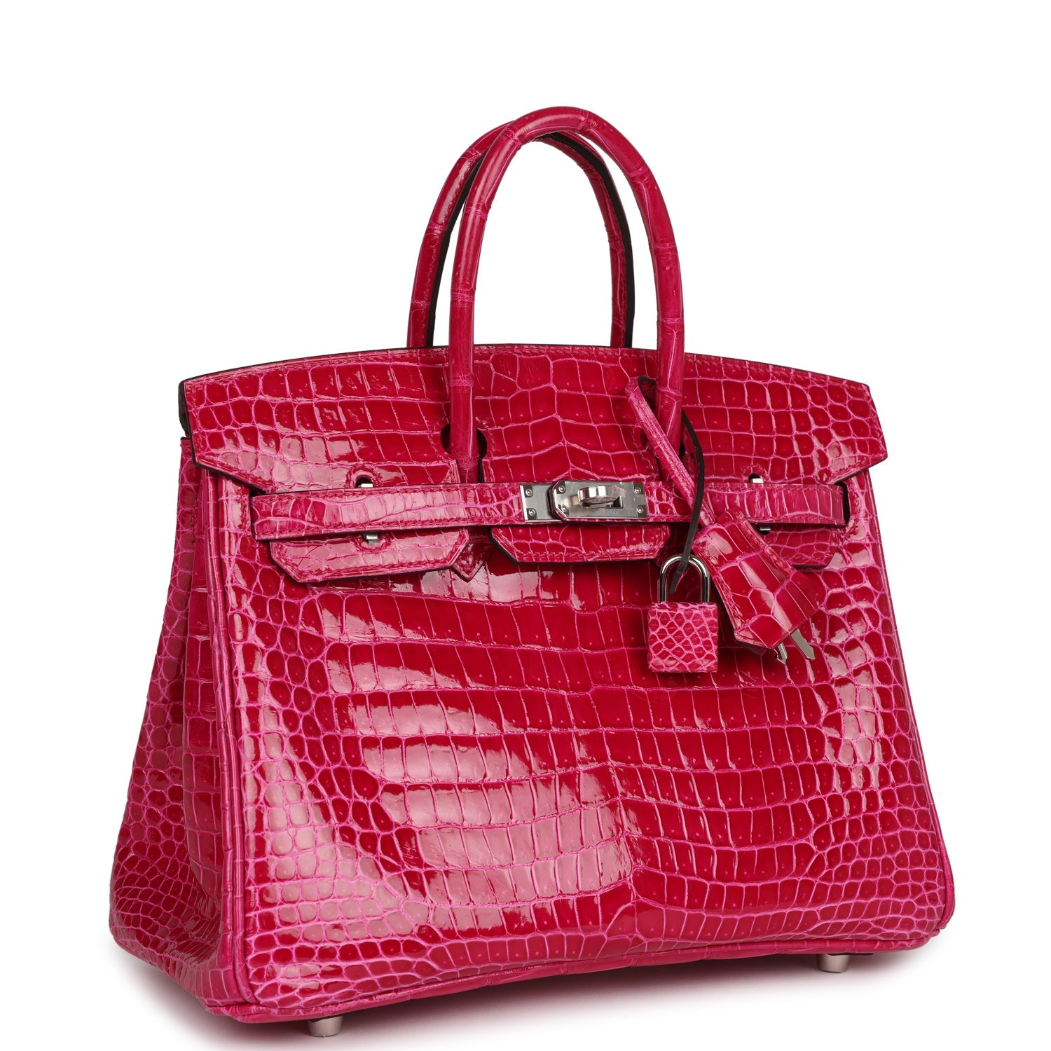 Birkin 25 Rose Mexico Shiny Porosus Crocodile Palladium Hardware