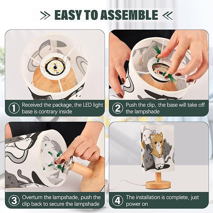 TWINKLETALE Table Lamp Cute Cartoon Cat Kitten Kitty Nightstand Lamp