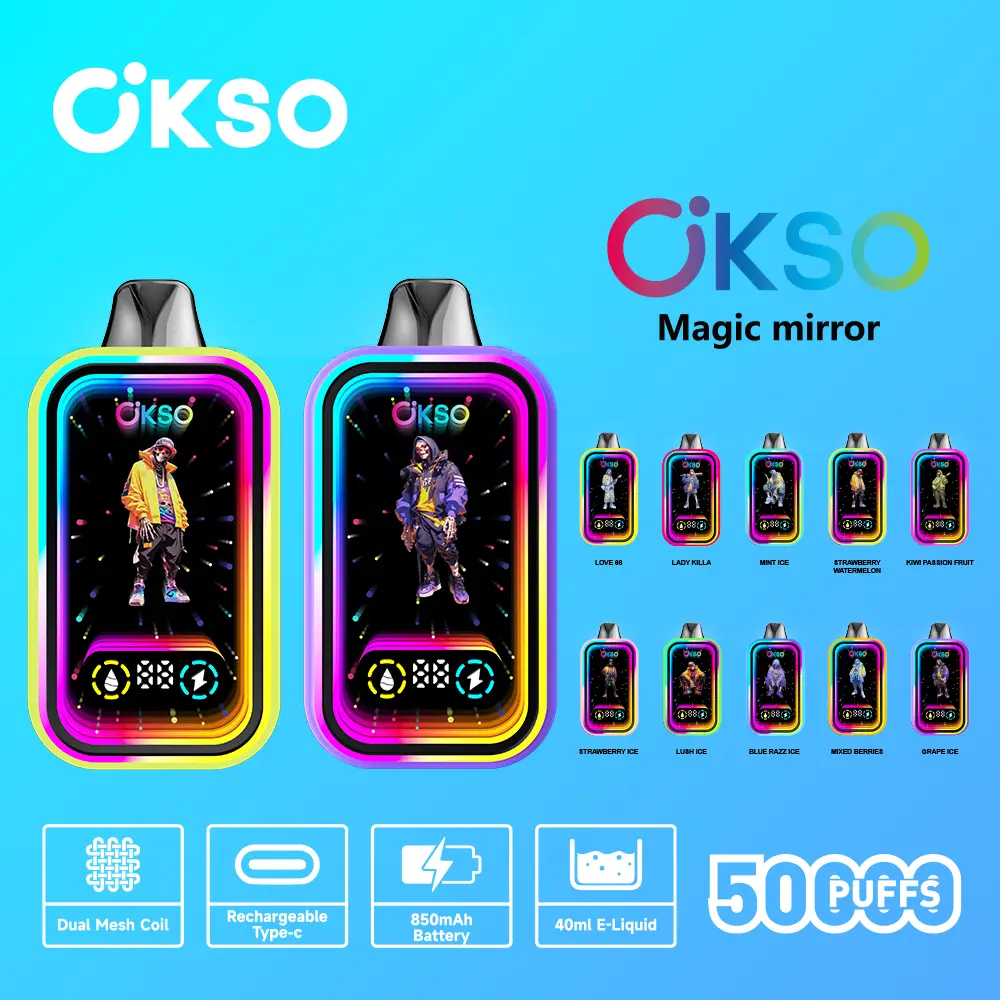 （3 pieces）OKSO Magic Mirror 50000 50K Puffs Original Edition Dual Mesh LCD Display Disposable Vape