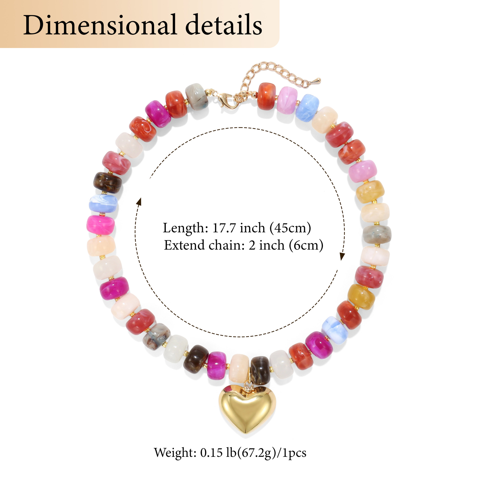 New colorful beaded love necklace fashion trend commuter everyday ladies Joker clavicle chain