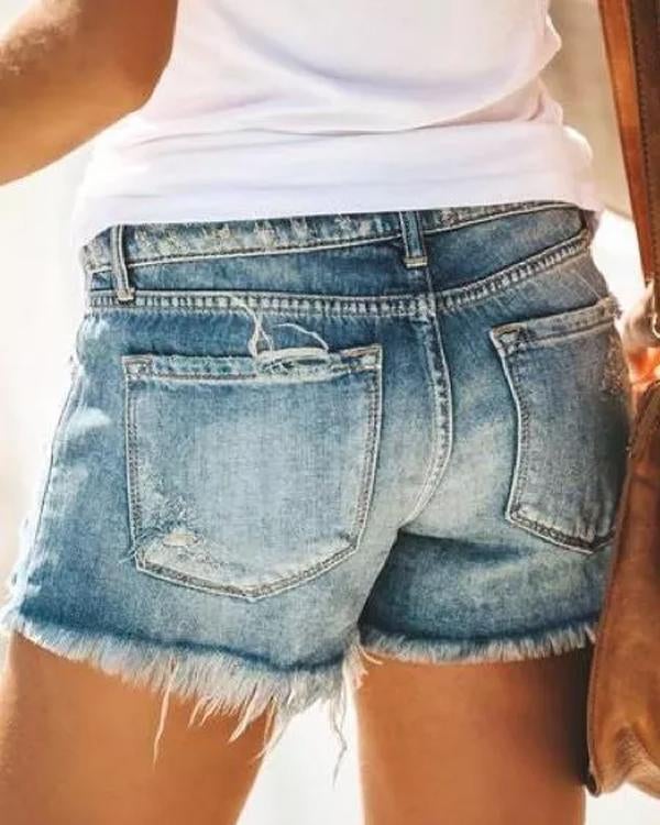 New Ripped Hot Denim Shorts