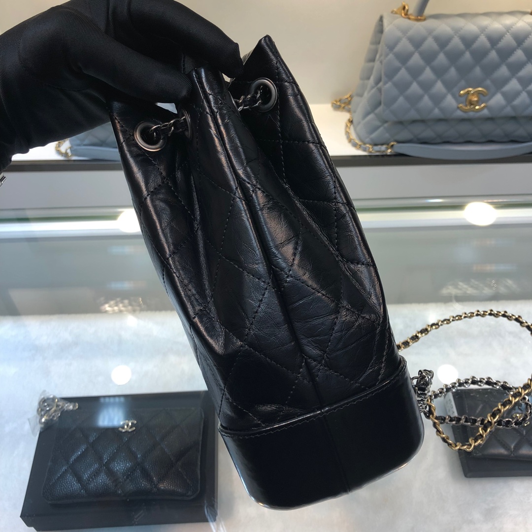 Gabrielle Small Quilted Aged Calfskin Backpack in Black - Mocuir