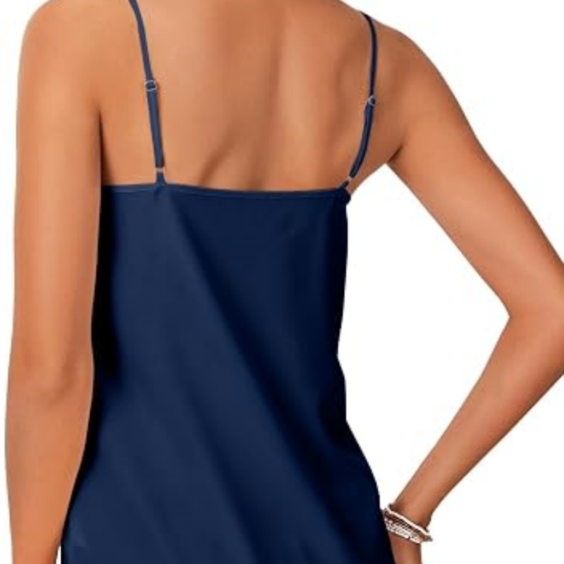 Women's Satin Tank Summer Top V Neck Cami
