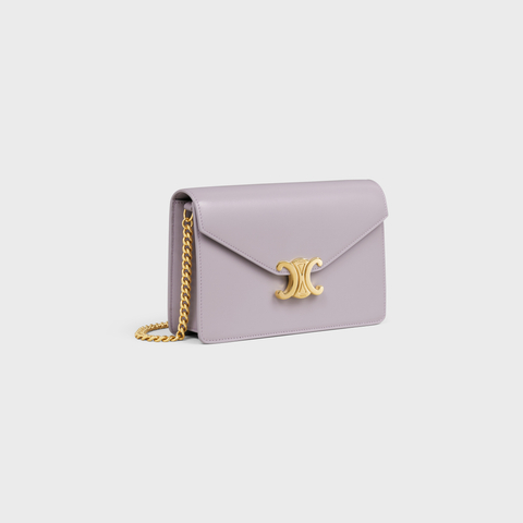 WALLET ON CHAIN MARGO IN SHINY CALFSKIN LIGHT LILAC