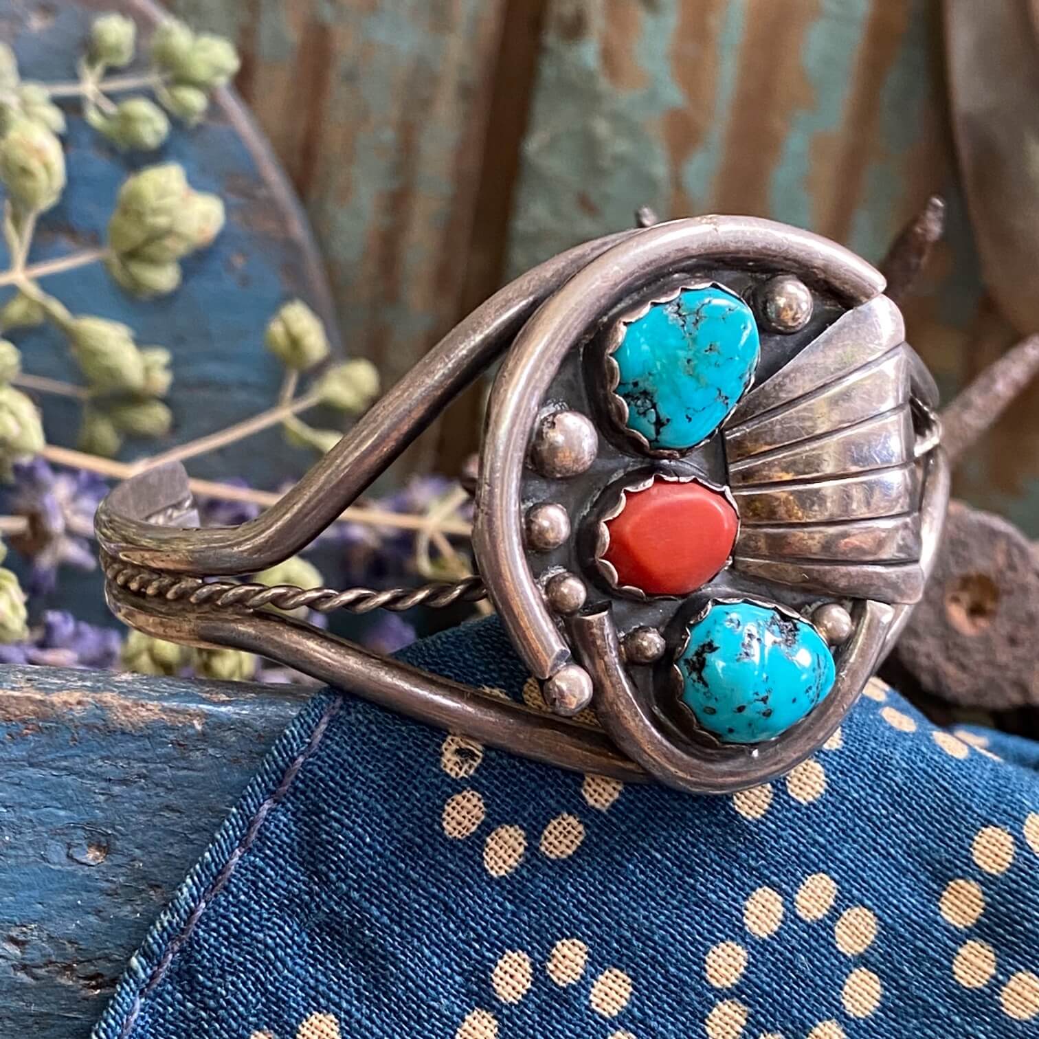 Navajo Sterling Silver Cuff Bracelet Turquoise