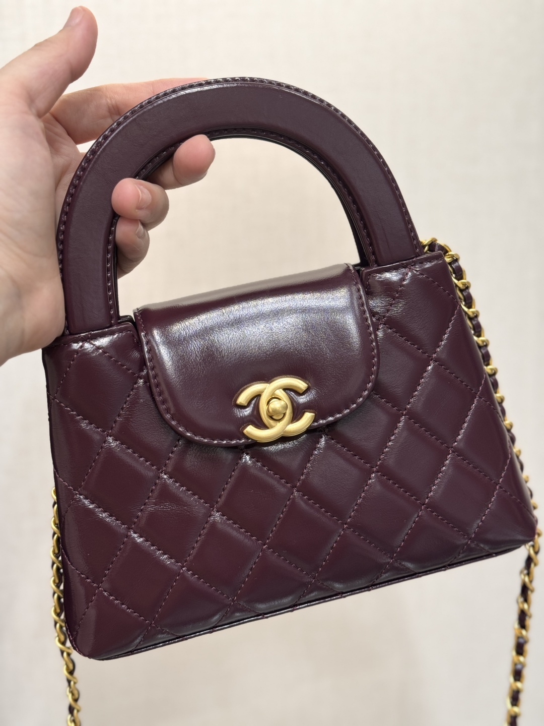 Mini Kelly Bag with Handle（Burgundy） - Mocuir