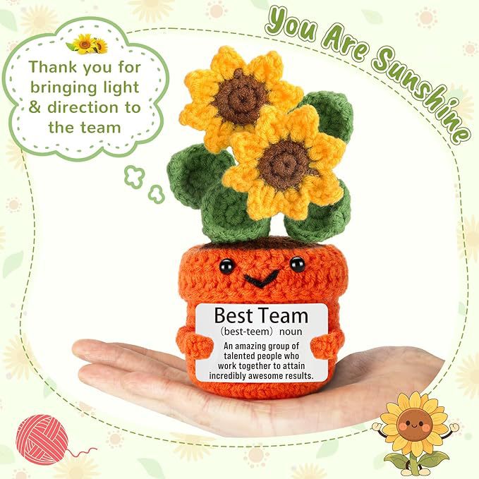 Wool knitted sunflower doll gift