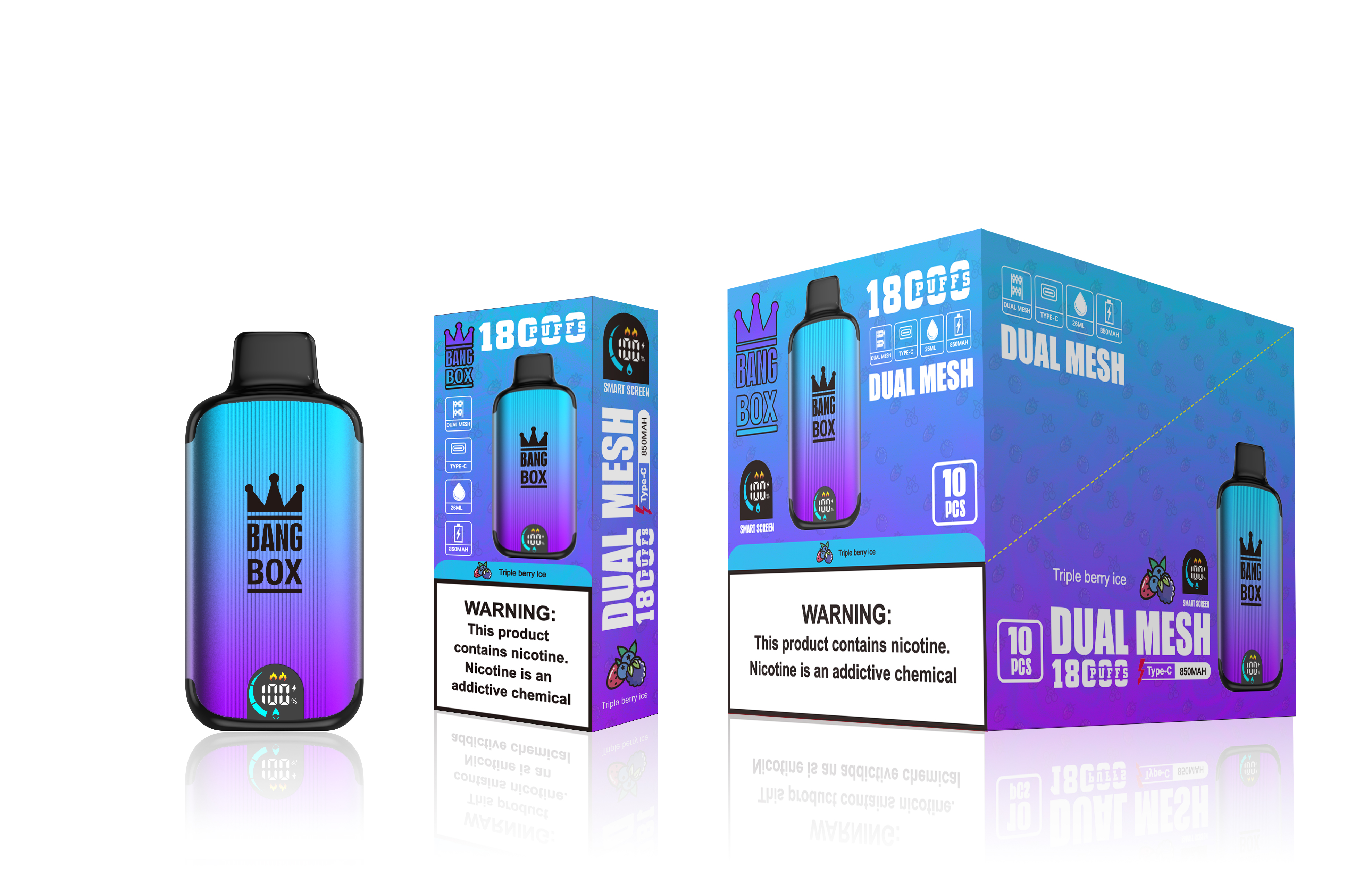 （3 pieces）Bang Box 18000 Puffs New Product LED Display Disposable Vape